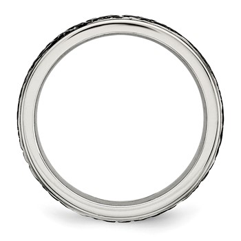 Stainless Steel Polished and Textured Black IP-plated 8mm Band — alternate view