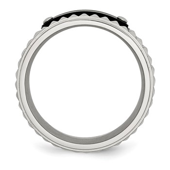 Stainless Steel Brushed and Polished Black IP-plated Faceted 8mm Band — alternate view