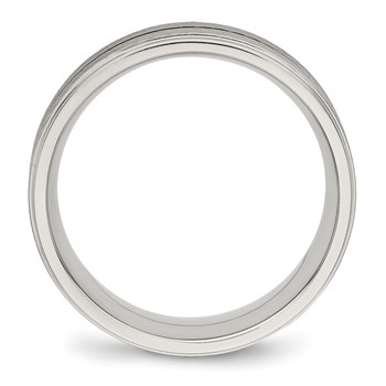 Stainless Steel Polished 8mm Grooved Ring — alternate view