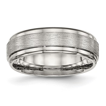 Chisel Stainless Steel Brushed and Polished 7mm Ridged Edge Band