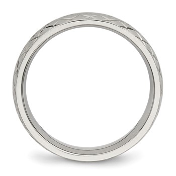 Stainless Steel Polished and Textured Criss Cross Design 6mm Band — alternate view
