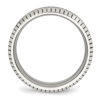 Chisel Stainless Steel Polished and Textured 7mm Grooved Band — alternate view