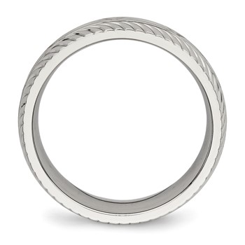 Chisel Stainless Steel Polished Diamond Cut 7mm Band — alternate view