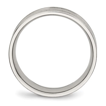 Chisel Stainless Steel Brushed and Polished 6mm Ridged Flat Band — alternate view