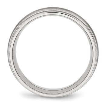 Stainless Steel Polished w/Brushed Center 7mm Ridged Edge Band — alternate view