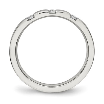 Chisel Stainless Steel Polished 3 Stone CZ 2.5mm Flat Band — alternate view
