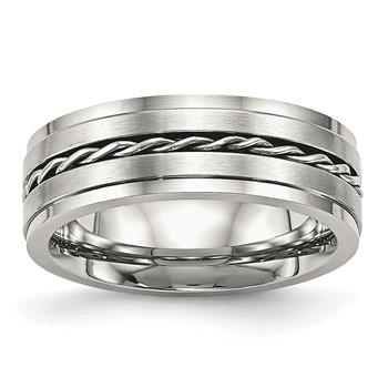 Chisel Stainless Steel Brushed and Polished Twisted 7mm Band