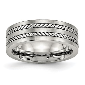 Chisel Stainless Steel Brushed and Polished Twisted 7mm Band