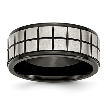 Stainless Steel Brushed Black IP-plated 9mm Band
