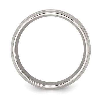 Chisel Stainless Steel Polished and Grooved with CZ 8mm Half Round Band — alternate view