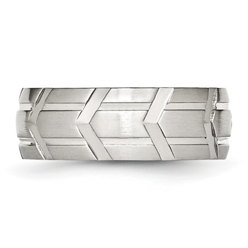Chisel Stainless Steel Brushed and Polished 8mm Grooved Band — alternate view