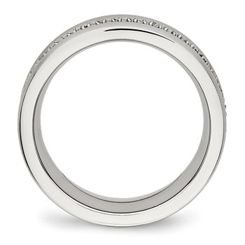 Chisel Stainless Steel Brushed and Polished with CZ Checkered 7.5mm Band — alternate view