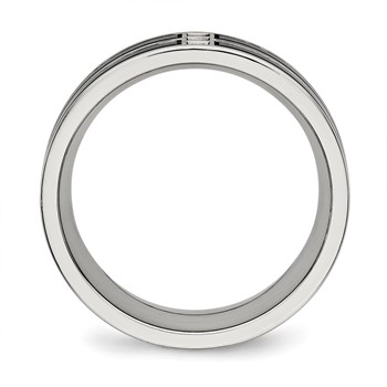 Stainless Steel Polished Black IP-plated w/CZ 8mm Band — alternate view