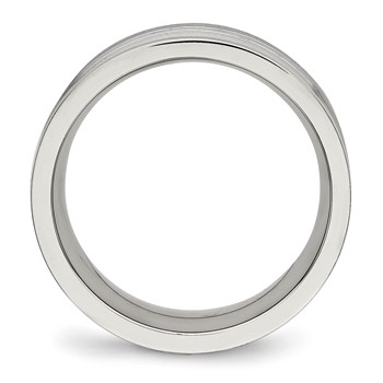 Stainless Steel Polished Grooved 8mm Comfort Fit Band — alternate view