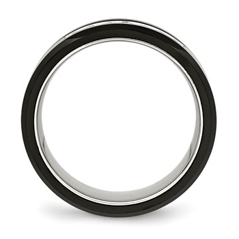 Chisel Stainless Steel Polished Black Ceramic with CZ Beveled Edge Ring — alternate view
