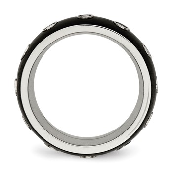 Chisel Stainless Steel Brushed and Polished Black IP-plated CZ Half Round 7mm Band — alternate view