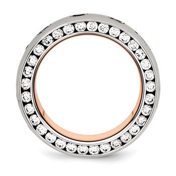 Chisel Stainless Steel Polished Rose IP-plated Inside with CZ Half Round 7mm Band — alternate view