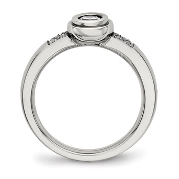 Chisel Stainless Steel Polished CZ Ring — alternate view