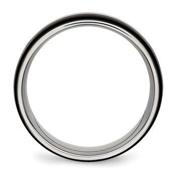 Stainless Steel Polished Black IP-plated 8mm Ridged Edged Band — alternate view