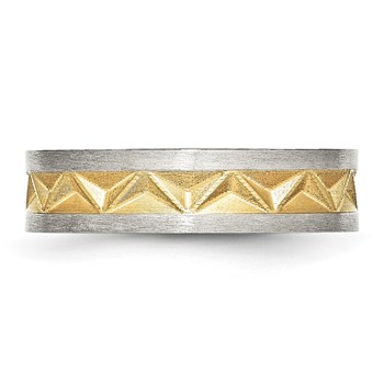 Chisel Stainless Steel Brushed Yellow IP-plated 6mm Grooved Band — alternate view