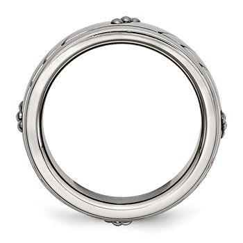 Stainless Steel Polished Beaded and Grooved 8mm Band — alternate view