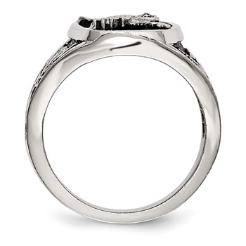 Chisel Stainless Steel Polished and Textured Enameled Eagle Ring — alternate view