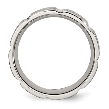 Stainless Steel Brushed and Polished 8mm Grooved Band — alternate view