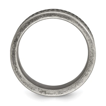 Chisel Stainless Steel Antiqued Gun Metal IP-plated Beaded 10mm Flat Band — alternate view