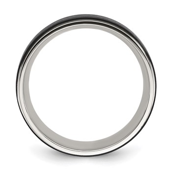 Chisel Stainless Steel Polished with Black IP-plated Brushed Center 8mm Band — alternate view