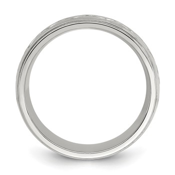 Chisel Stainless Steel Brushed and Polished Scroll Design 8mm Ridged Edge Band — alternate view