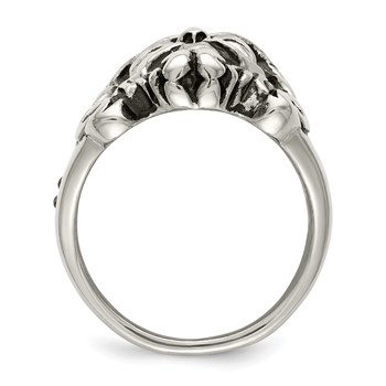 Chisel Stainless Steel Antiqued and Polished with Black and White Crystal Jesus Ring — alternate view