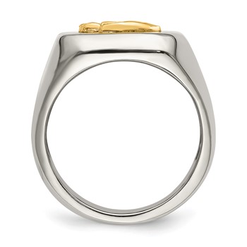 Chisel Stainless Steel with 14k Gold Accent Polished Praying Hands Ring — alternate view
