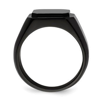 Stainless Steel Polished Black IP-plated Signet Ring — alternate view