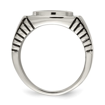 Chisel Stainless Steel Polished with CZ Signet Ring — alternate view