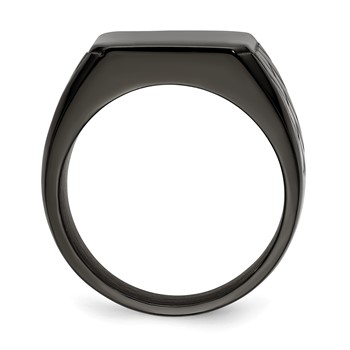 Chisel Stainless Steel Polished Black IP-plated Brick Design Signet Ring — alternate view