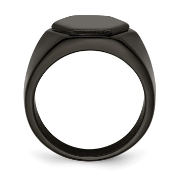Chisel Stainless Steel Polished Black IP-plated Signet Ring — alternate view