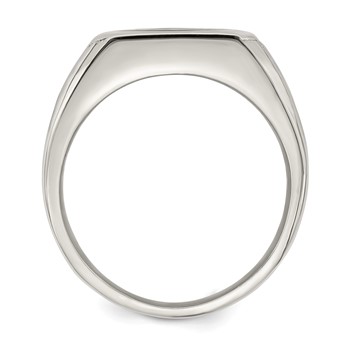 Chisel Stainless Steel Polished with Black Enamel Signet Ring — alternate view