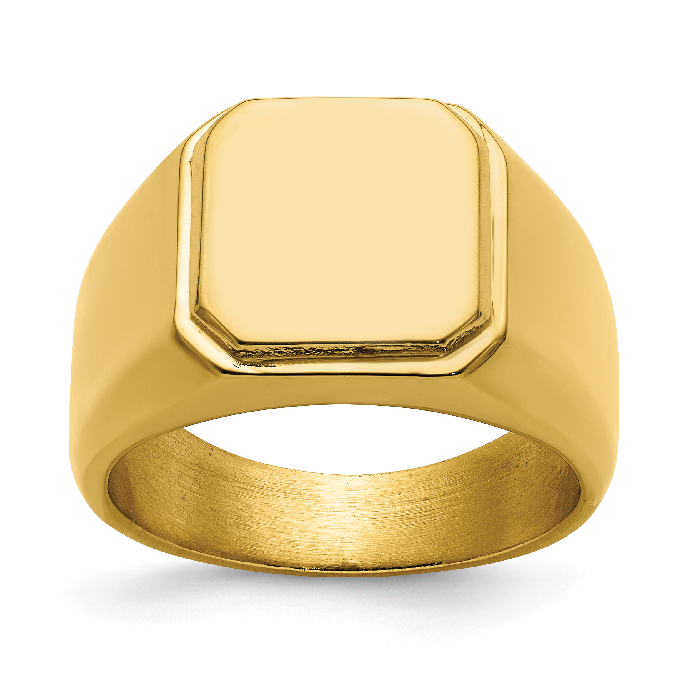 Chisel Stainless Steel Polished Yellow IP-plated Signet Ring