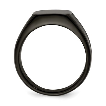 Chisel Stainless Steel Polished Black IP-plated Signet Ring — alternate view