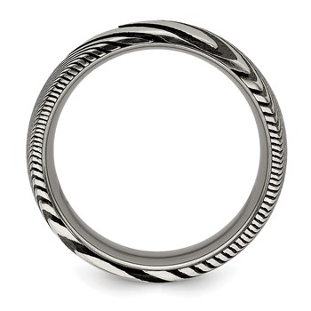Chisel Damascus Steel Polished 8mm Band — alternate view