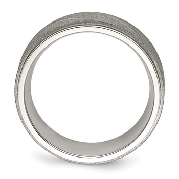 Chisel Stainless Steel Polished and Satin Ridged Edge 8mm Band — alternate view