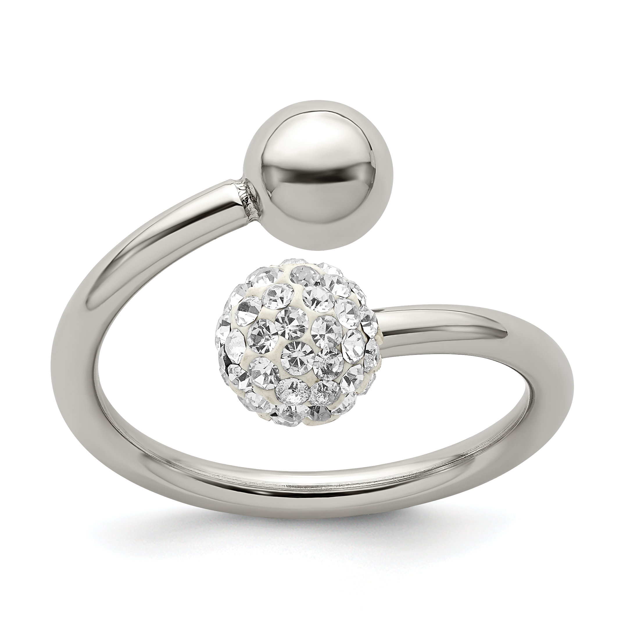 Chisel Stainless Steel Polished with Preciosa Crystal Ring