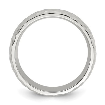 Chisel Stainless Steel Brushed and Polished Hammered 7.5mm Band — alternate view