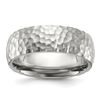 Chisel Stainless Steel Brushed and Polished Hammered 7.5mm Band