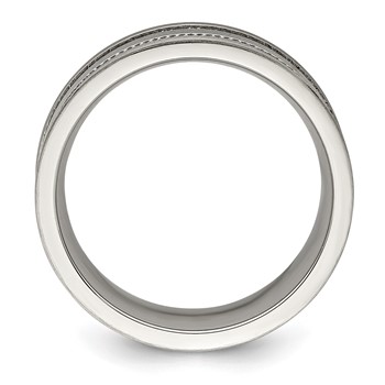 Chisel Stainless Steel Polished and Beaded 7mm Band — alternate view