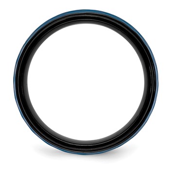 Chisel Stainless Steel Brushed and Polished Black and Blue IP-plated 8mm Band — alternate view