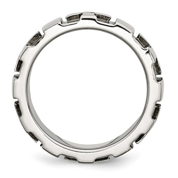 Chisel Stainless Steel Brushed and Polished 3pt Diamond Cross 9mm Band — alternate view