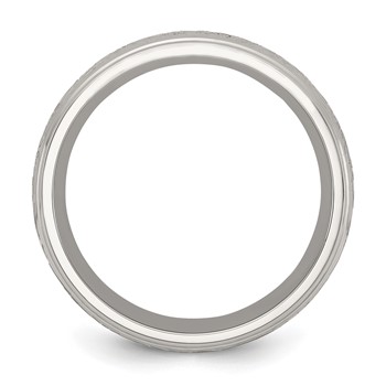 Chisel Stainless Steel Polished Etched Design Ridged Edge 7.5mm Band — alternate view