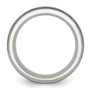 Chisel Stainless Steel Polished with Wood Inlay Arrow 8mm Band — alternate view