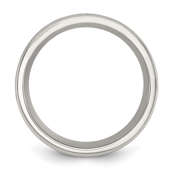 Chisel Stainless Steel Polished with Black Carbon Fiber Inlay CZ Cross 8mm Band — alternate view